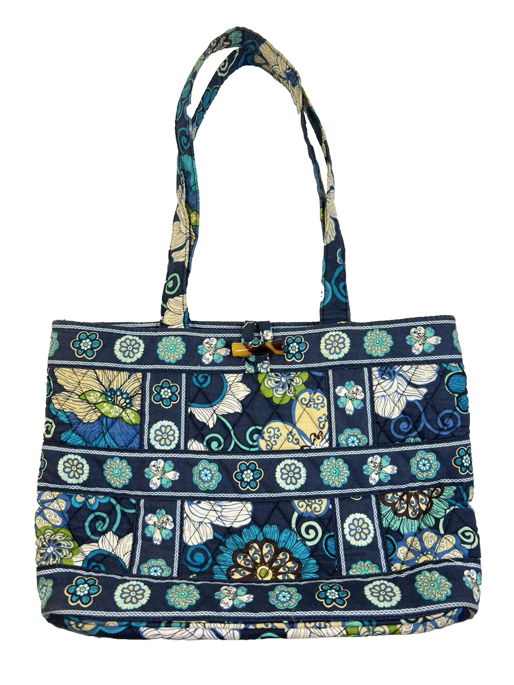 Vera Bradley Blue Floral Purse Quilted Cotton Casual Preppy Boho Handbag Cottage